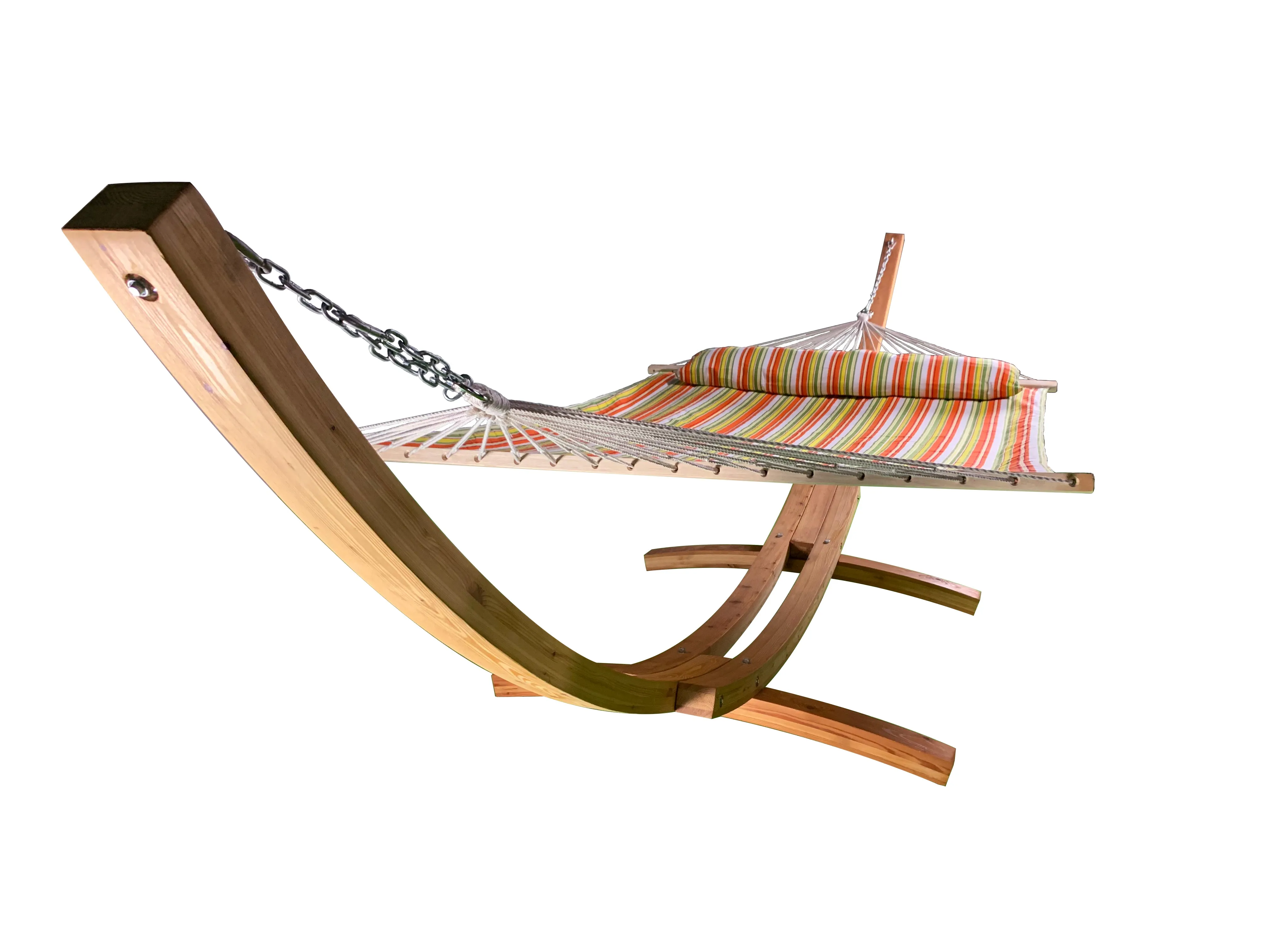 14 Ft. Wooden Arc Hammock Stand & Elegant Hammock Bed w/Pillow.