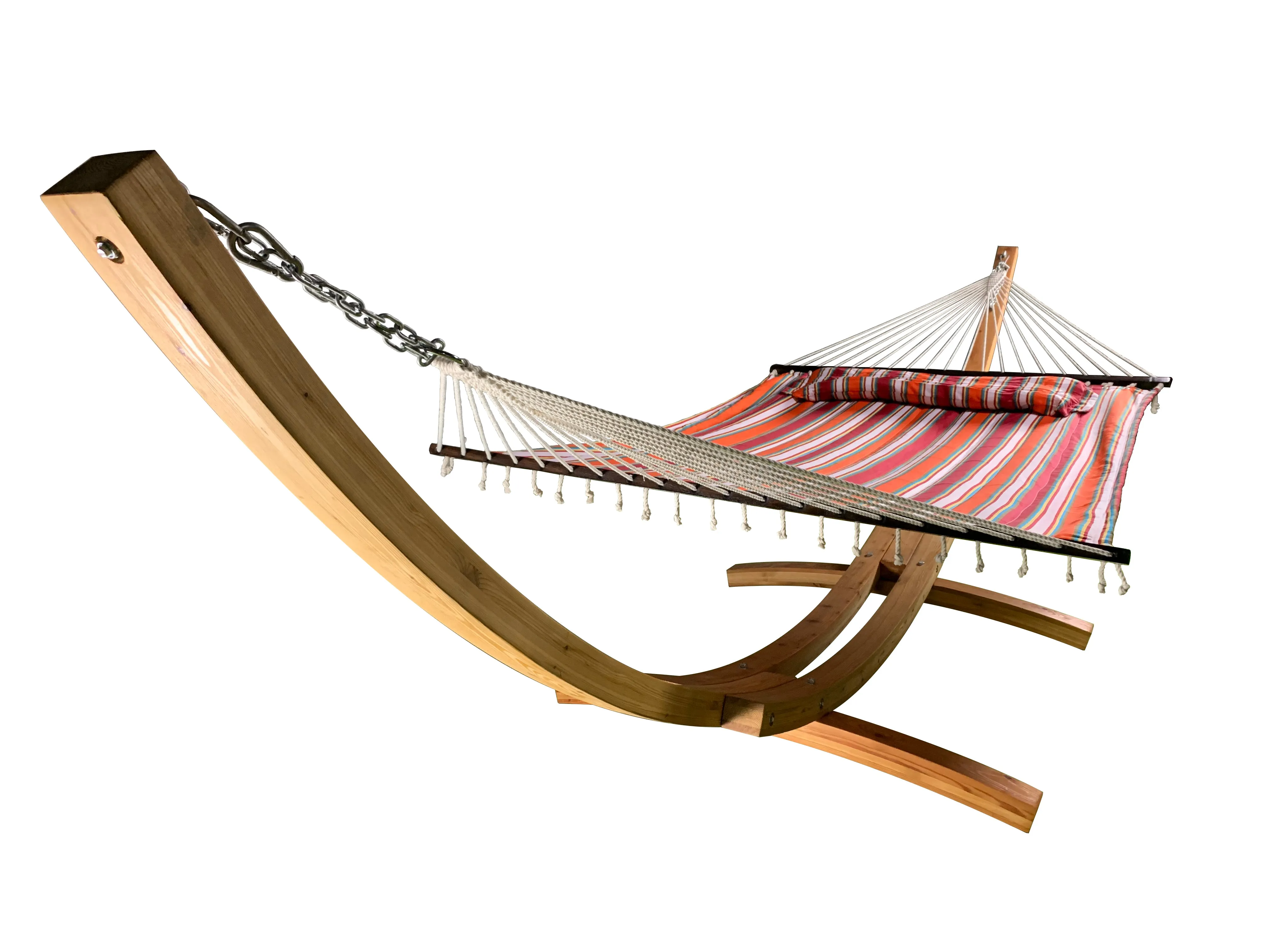 14 Ft. Wooden Arc Hammock Stand & Elegant Hammock Bed w/Pillow.