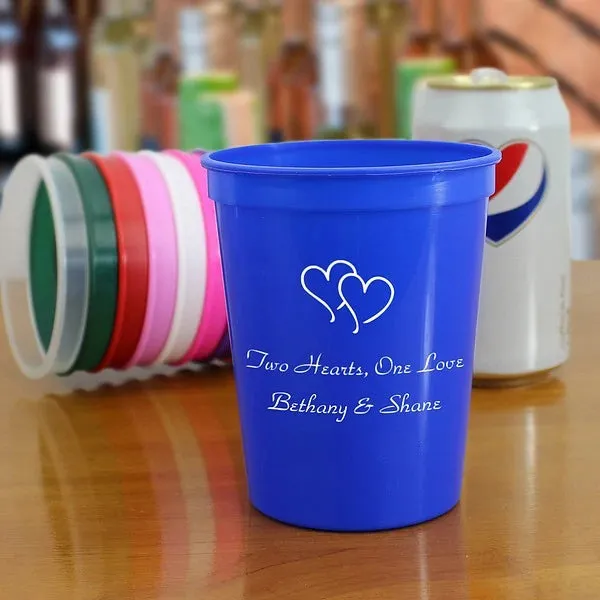 16 Oz. Personalized Plastic Wedding Reception Stadium Cups