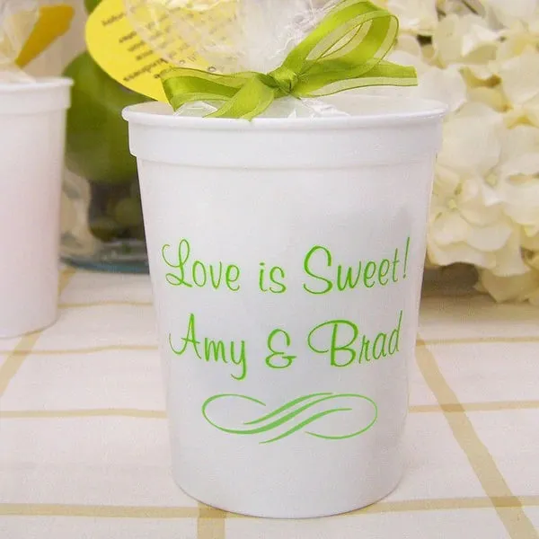 16 Oz. Personalized Plastic Wedding Reception Stadium Cups