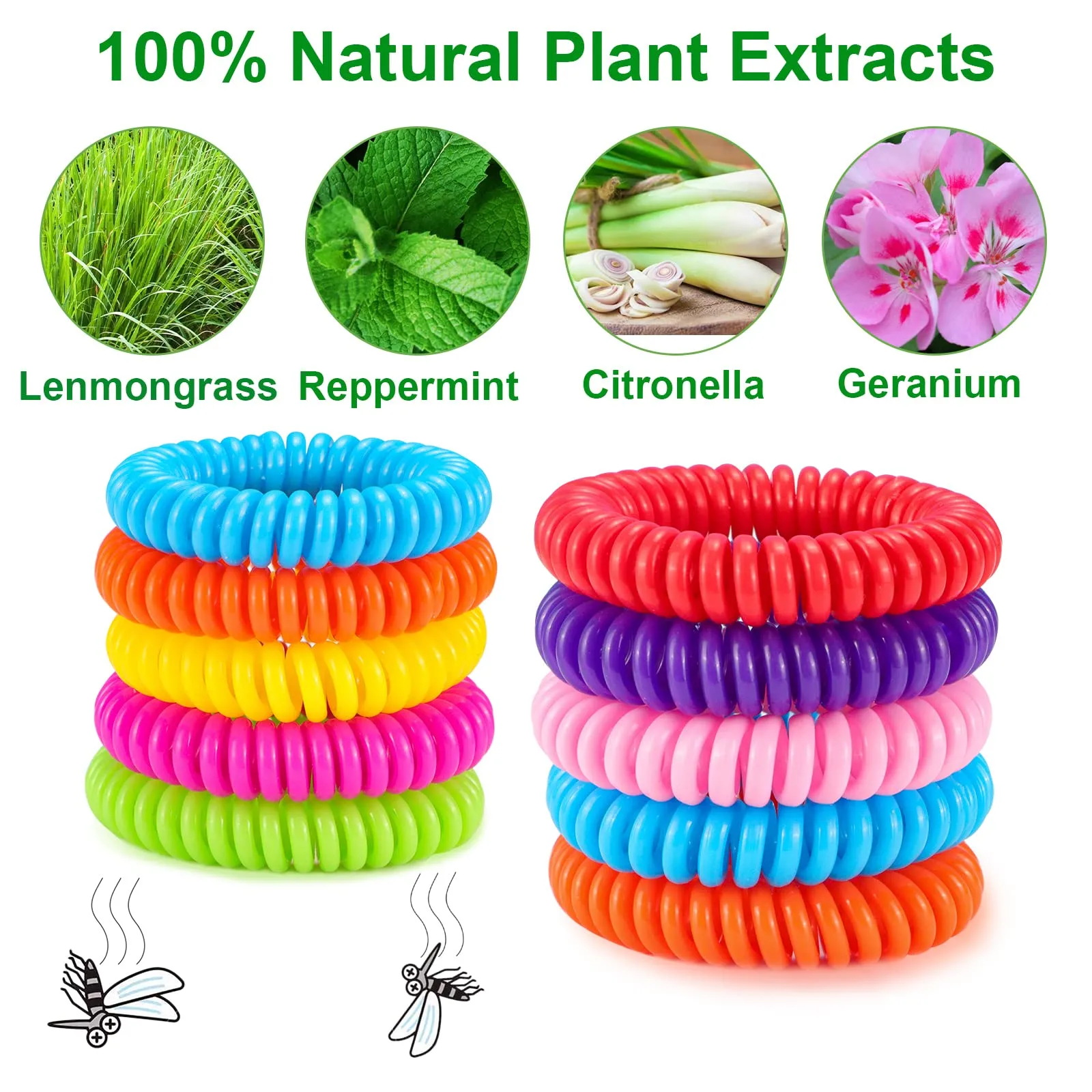 20 Pack Mosquito Repellent Bracelet, Insect Midge Mosquito Bands for Adults & Kids - Deet-Free Natural Wristbands - Waterproof, Protection Insects up to 300 Hours