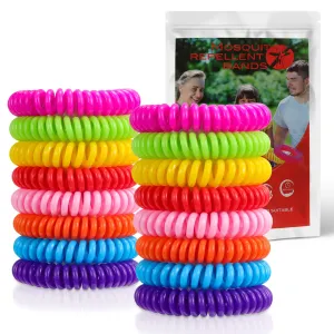 20 Pack Mosquito Repellent Bracelet, Insect Midge Mosquito Bands for Adults & Kids - Deet-Free Natural Wristbands - Waterproof, Protection Insects up to 300 Hours