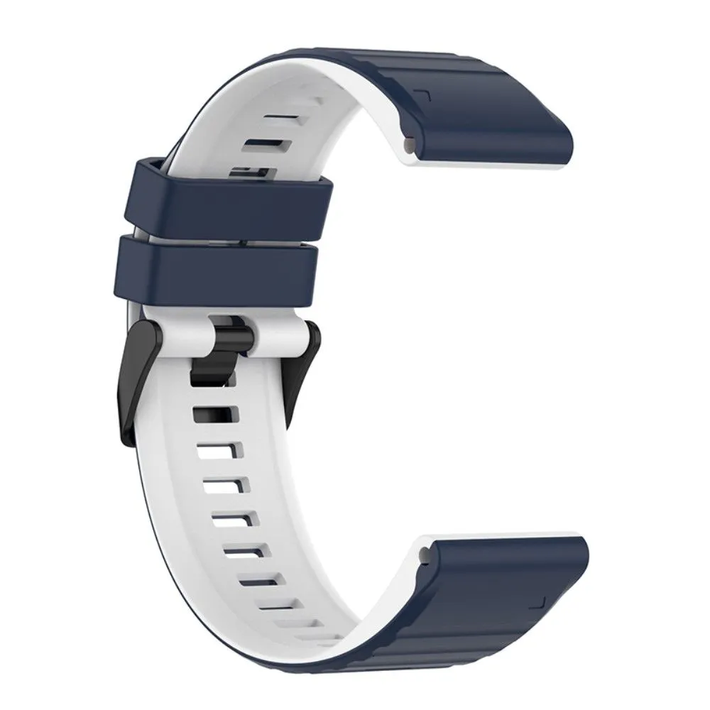 22mm dual color silicone watch strap for Garmin watch  - Midnight Blue / White