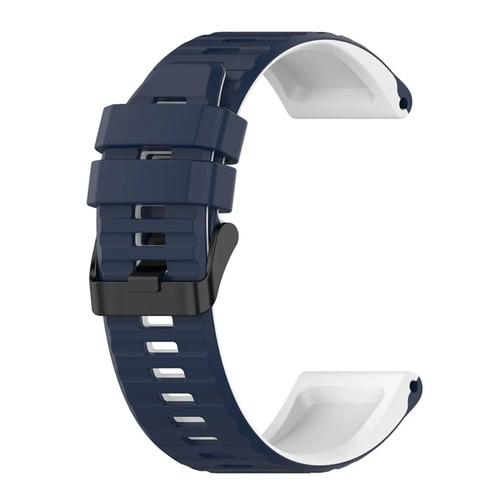 22mm dual color silicone watch strap for Garmin watch  - Midnight Blue / White