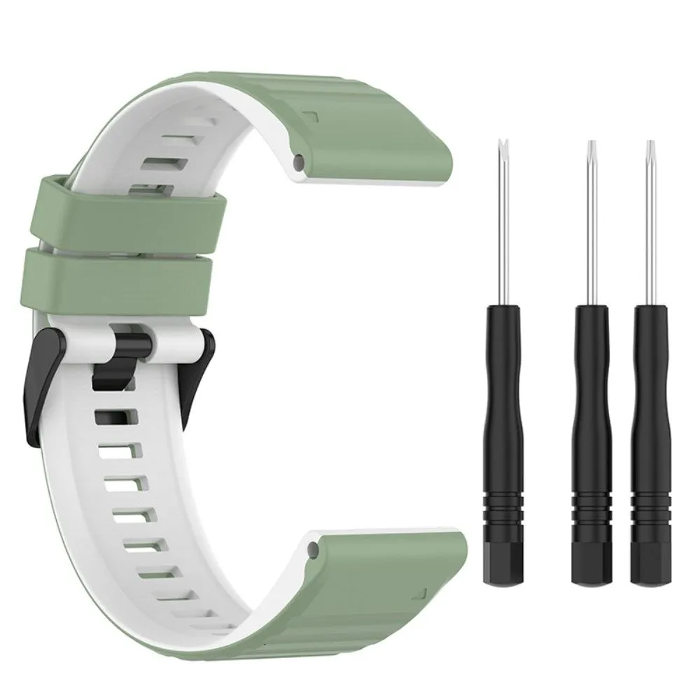 22mm dual color silicone watch strap for Garmin watch  - Pine Needle Green / White