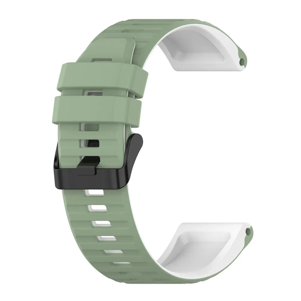 22mm dual color silicone watch strap for Garmin watch  - Pine Needle Green / White