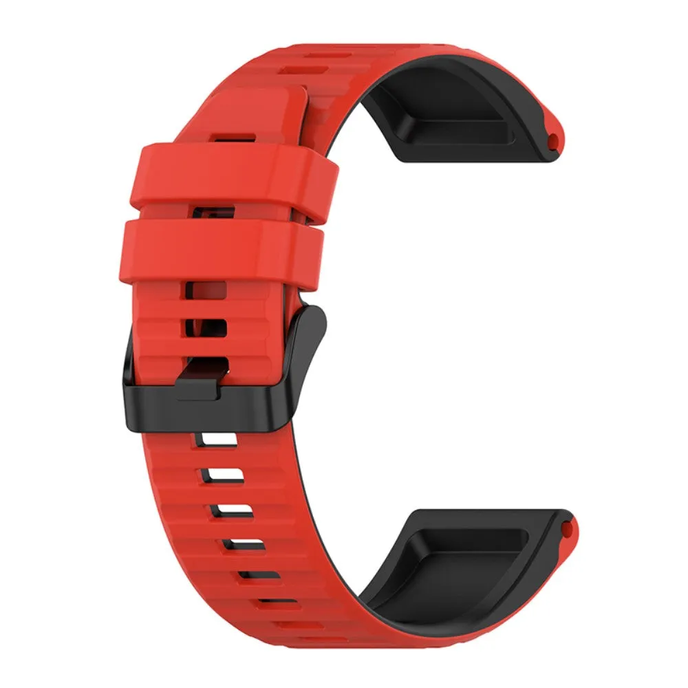 22mm dual color silicone watch strap for Garmin watch  - Red / Black