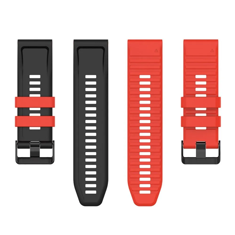 22mm dual color silicone watch strap for Garmin watch  - Red / Black