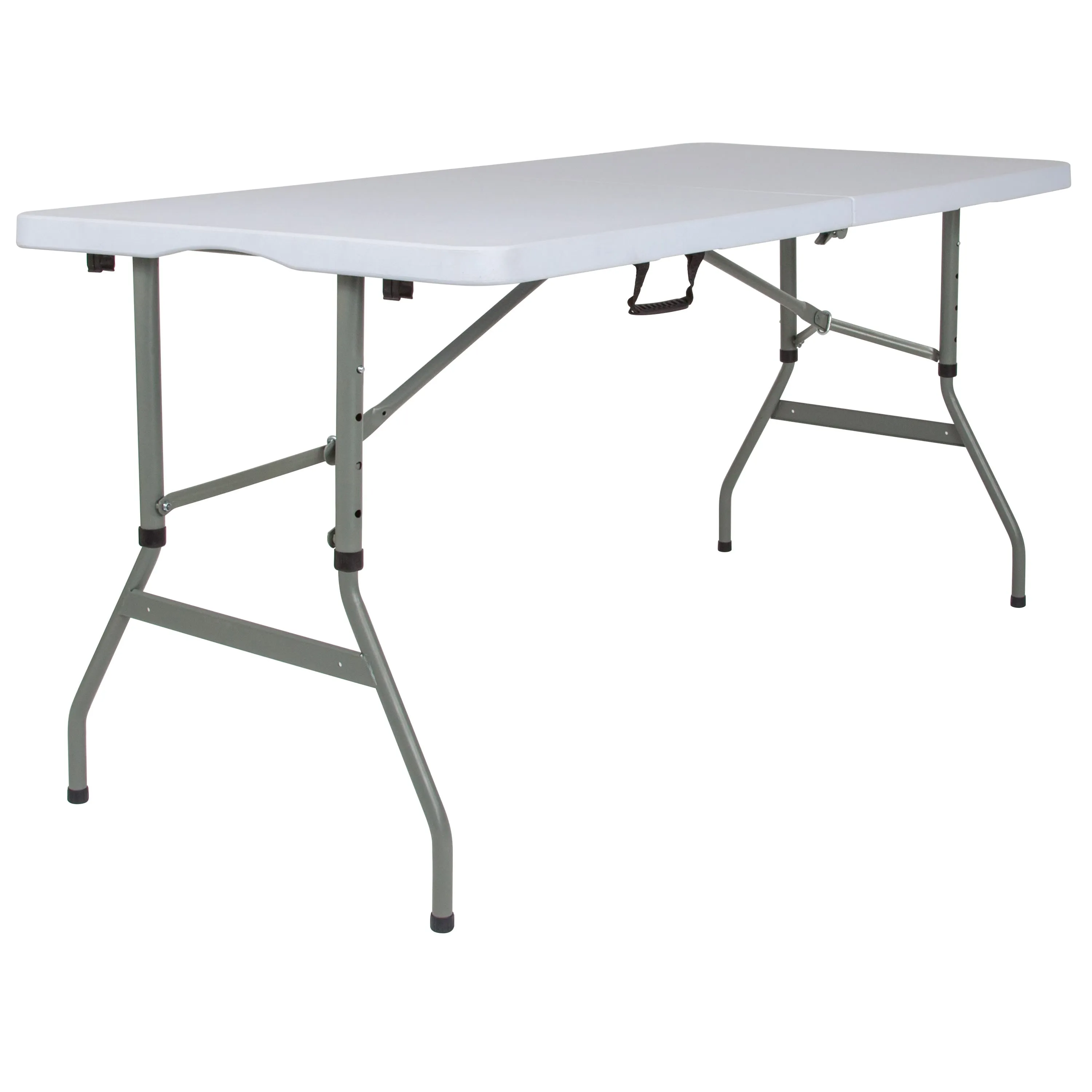 5-Foot Height Adjustable Bi-Fold Plastic Banquet and Event Folding Table with Carrying Handle