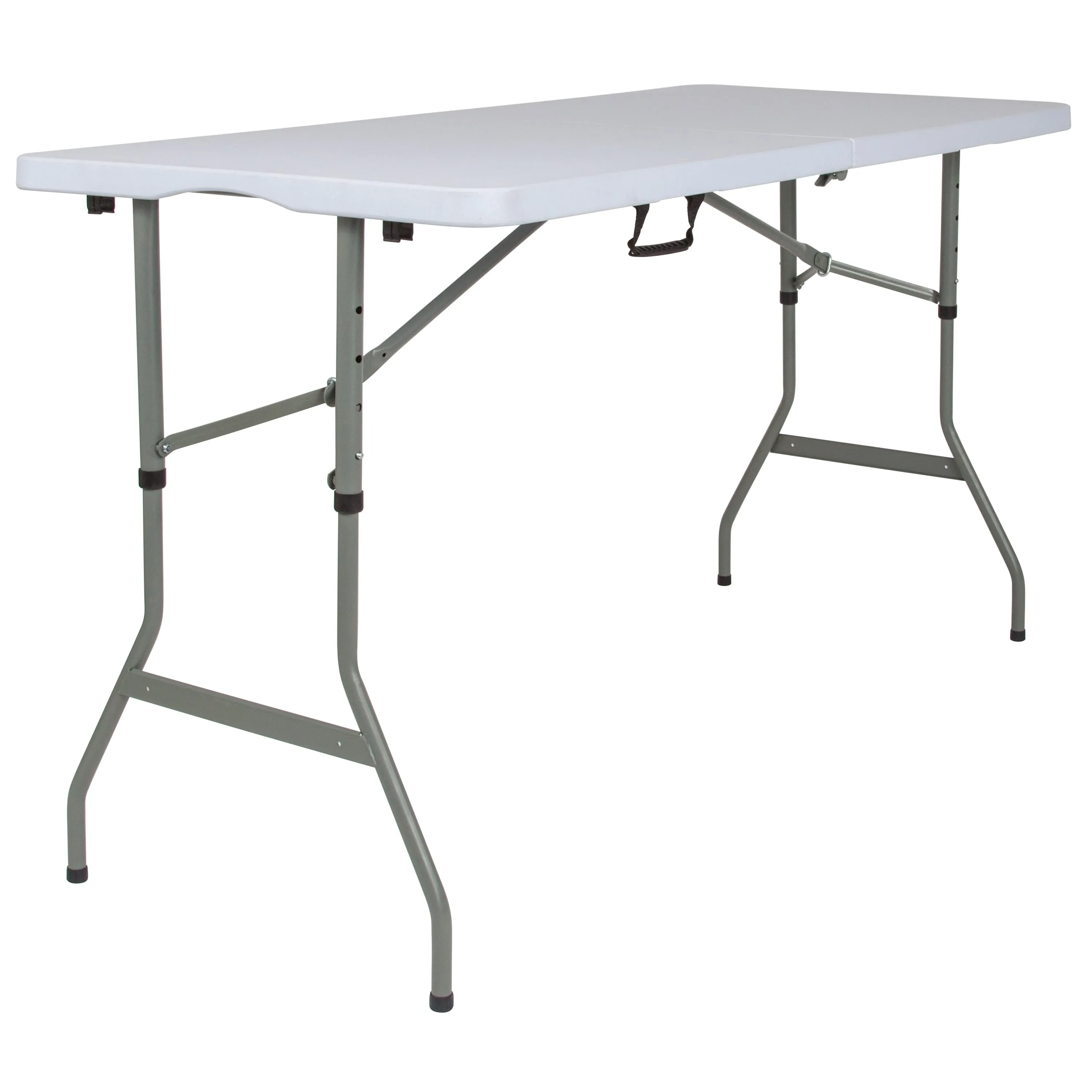 5-Foot Height Adjustable Bi-Fold Plastic Banquet and Event Folding Table with Carrying Handle