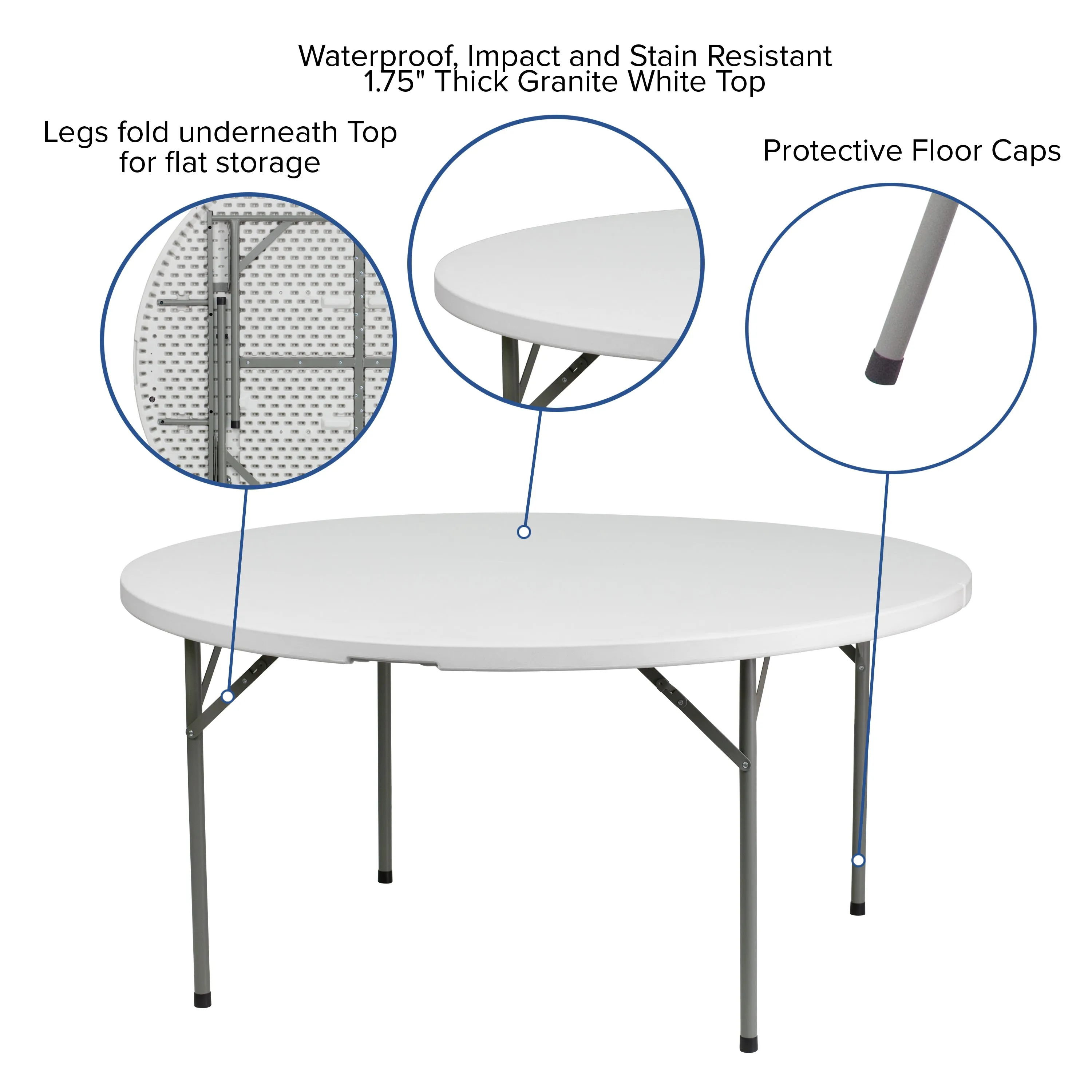 60RD White Plastic Fold Table DAD-YCZ-1-GW-GG