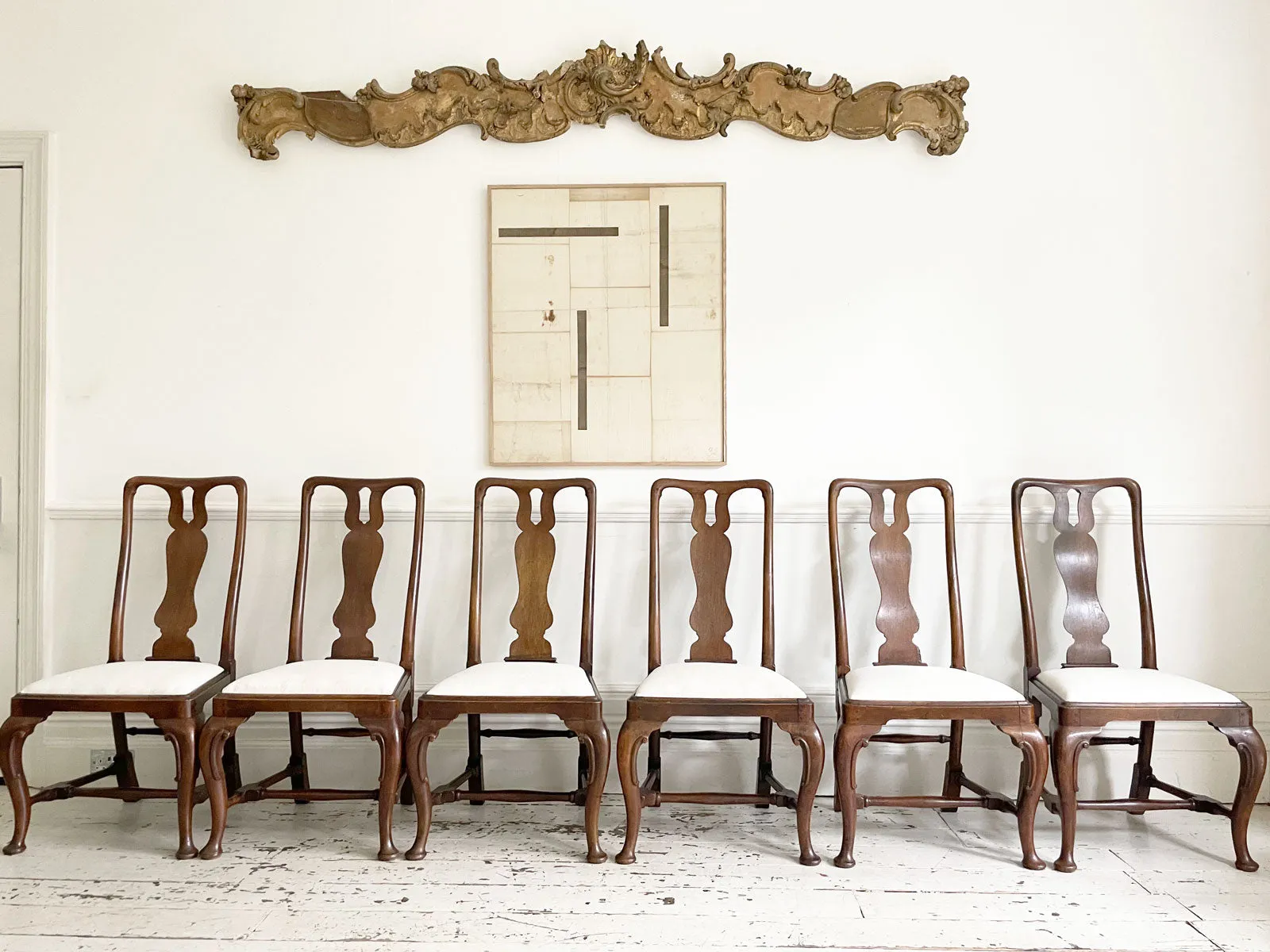 A Set of Six Georgian Walnut Dining Chairs