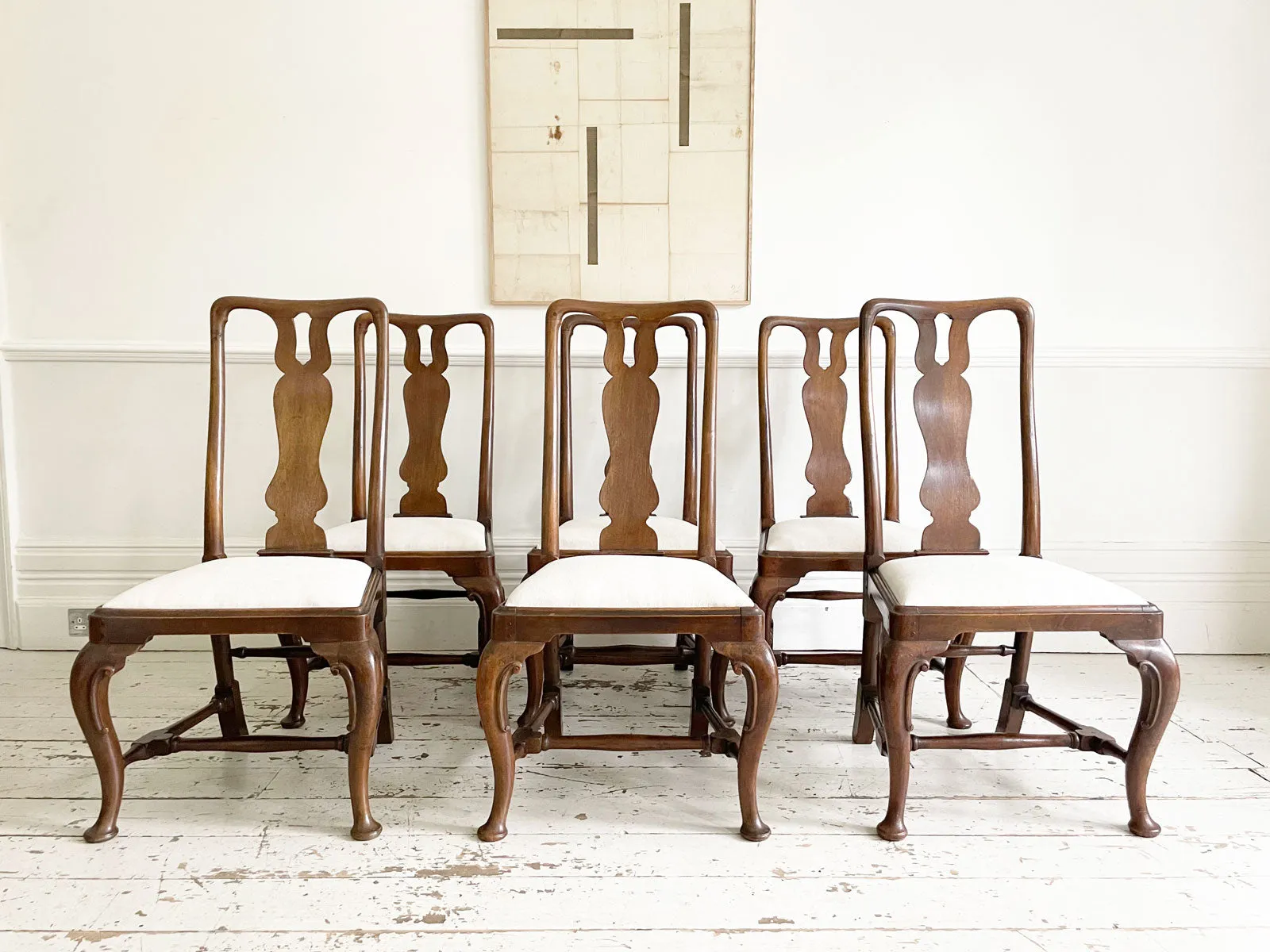 A Set of Six Georgian Walnut Dining Chairs