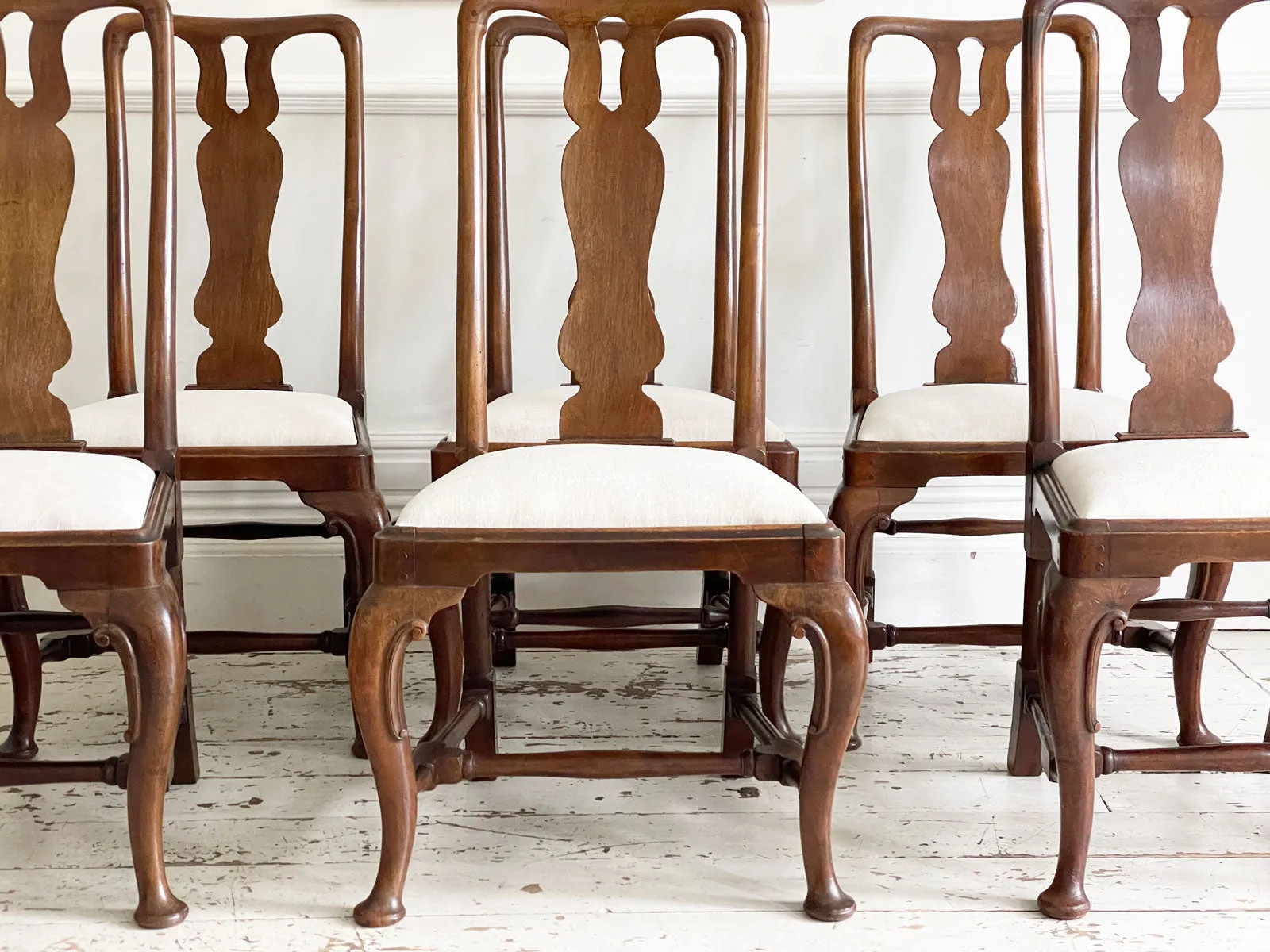 A Set of Six Georgian Walnut Dining Chairs