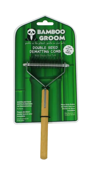 Bamboo Groom Double Sided Dematting Comb with Stainless Steel Teeth