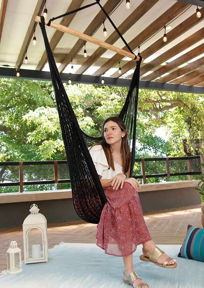 Black Macrame Woven Hammock Swing Chair | DIANA BLACK