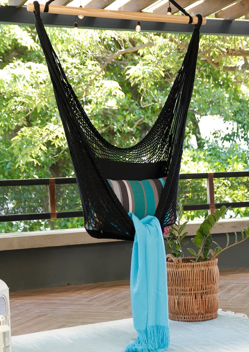 Black Macrame Woven Hammock Swing Chair | DIANA BLACK