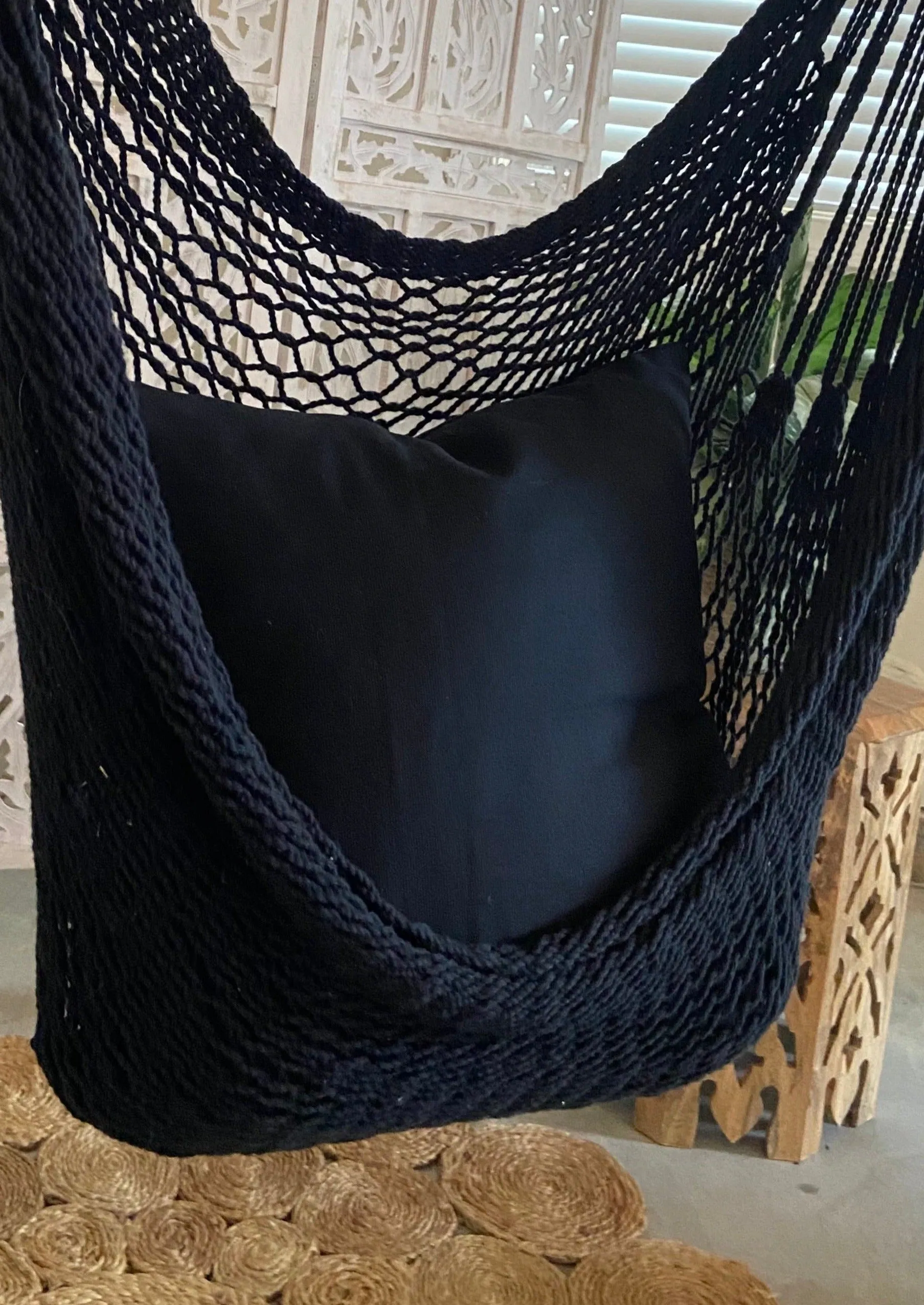 Black Macrame Woven Hammock Swing Chair | DIANA BLACK