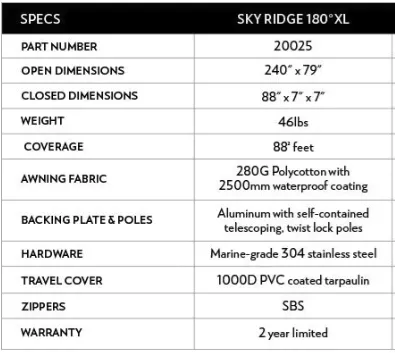 Body Armor Sky Ridge 180XL Awning