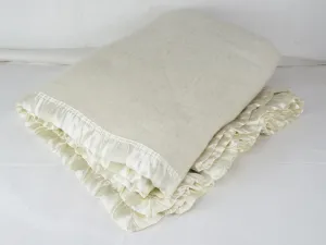 British Army - Cream / White Military Wool Blankets - with sateen trim