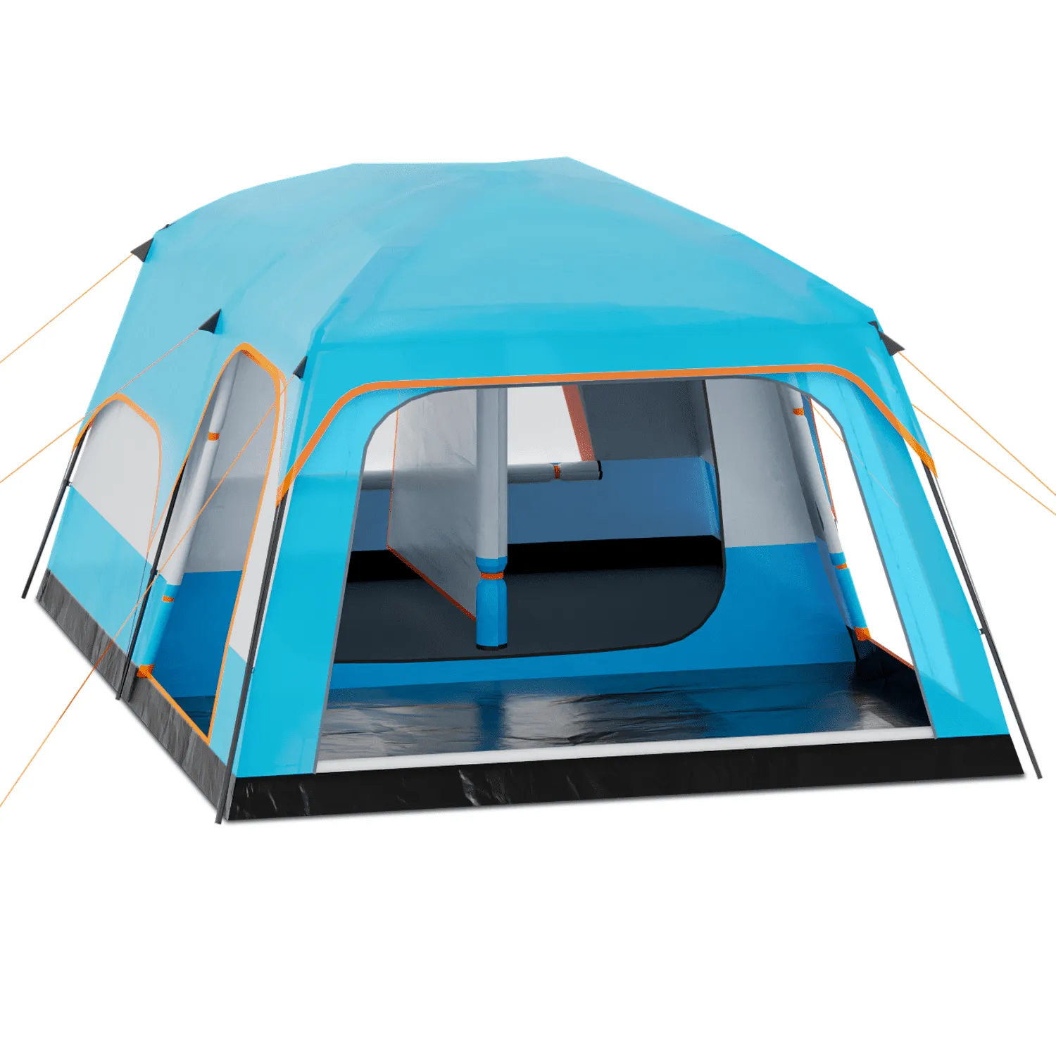 classic Extra Large Tent 5-8 Person, Family Cabin Tents with 2 Rooms and 3 Doors, Waterproof Double Layer Big Tent for Outdoor, Picnic, Camping, Friends Gathering, Coffee