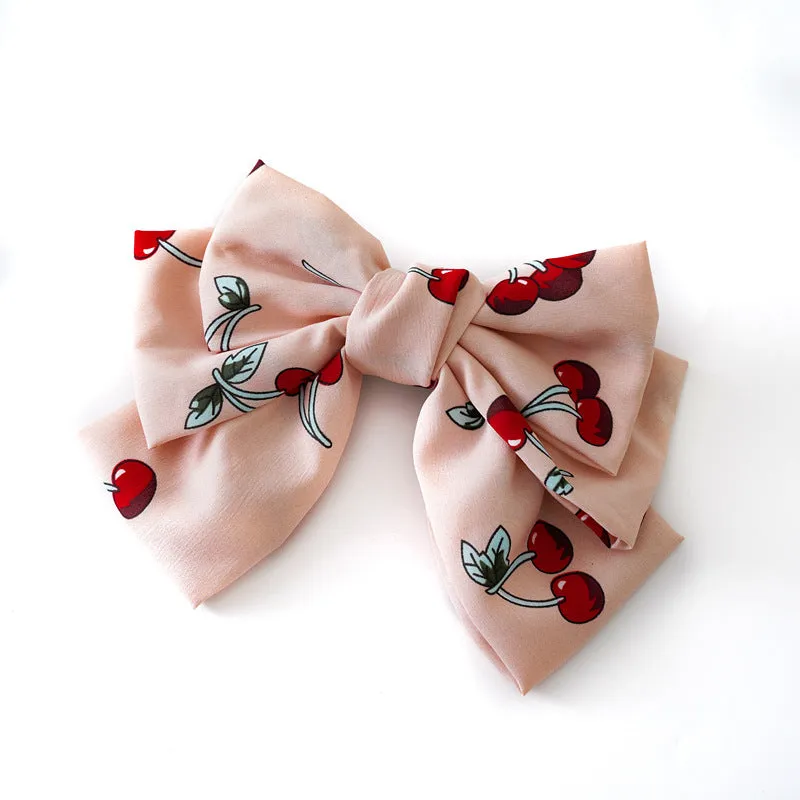 Cute Bow Chiffon Barrettes Lady Updo Hair Ring