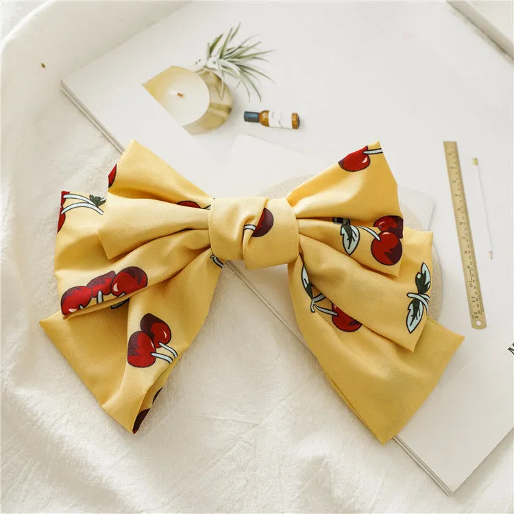 Cute Bow Chiffon Barrettes Lady Updo Hair Ring