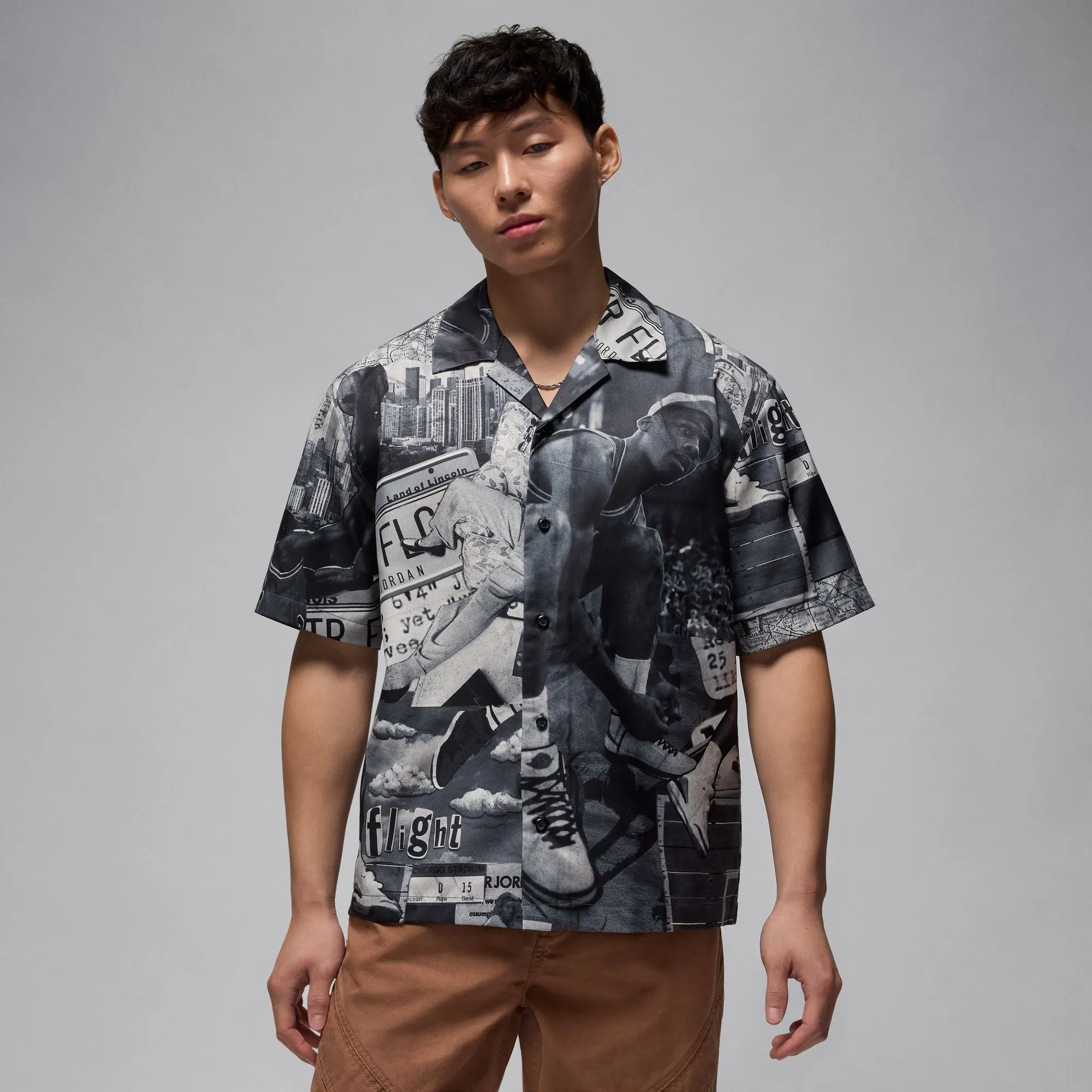 ESSENTIALS PRINTED CAMP TOP "SAIL/BLACK"