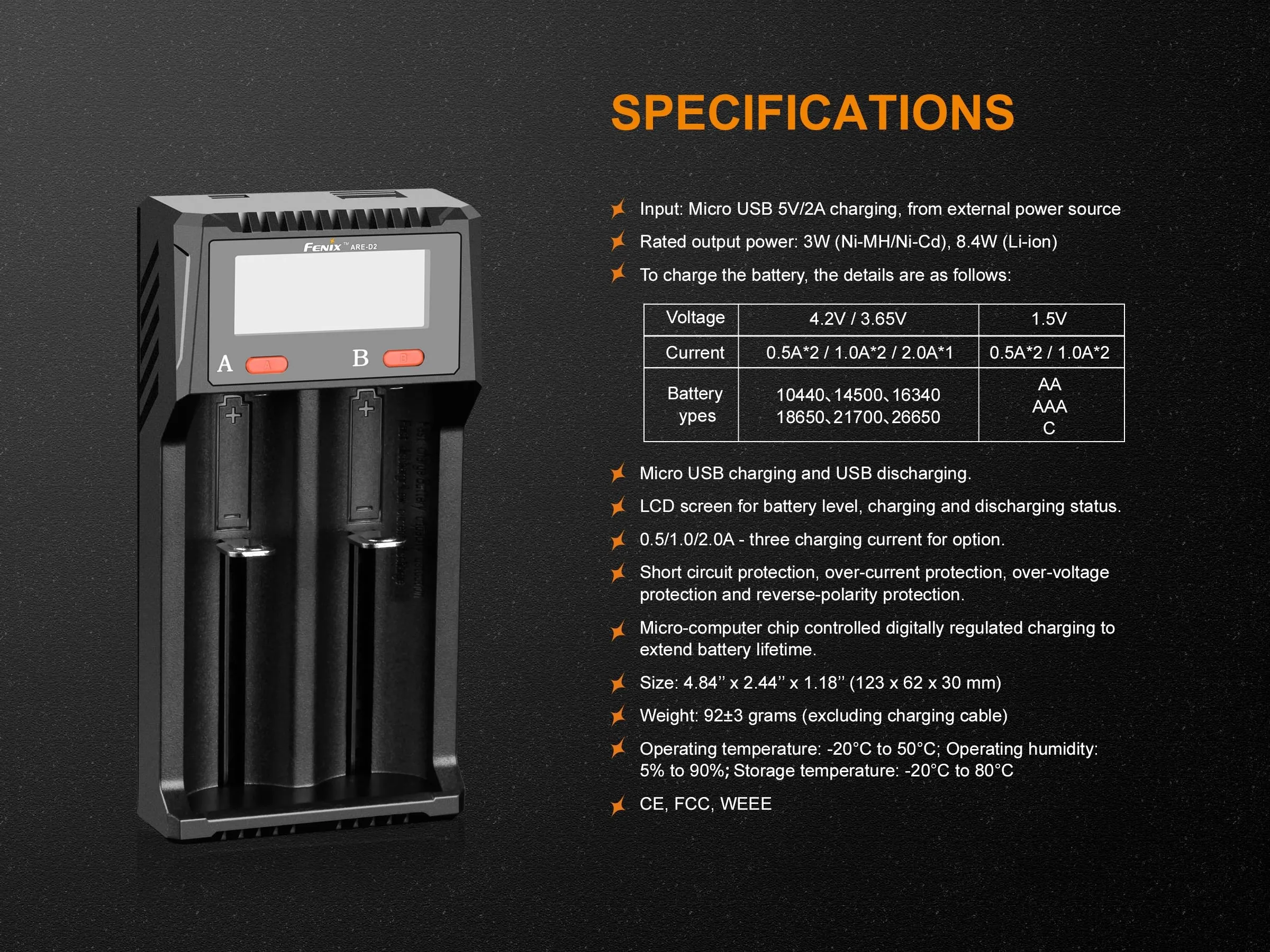 Fenix ARE-D2 Dual Channel Smart Battery Charger