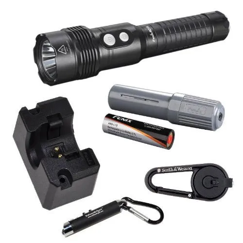 FENIX RC15 Rechargeable 860 Lumen Cree XM-L U2 LED Flashlight with Car / Home charger, ARB-L1S Extended life extra battery kit, black Smith & Wesson LED CaraBeamer Clip Light