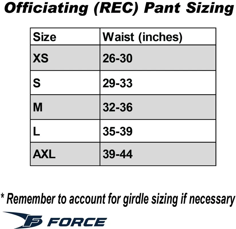 Force Senior Recreational Hockey Referee Pants