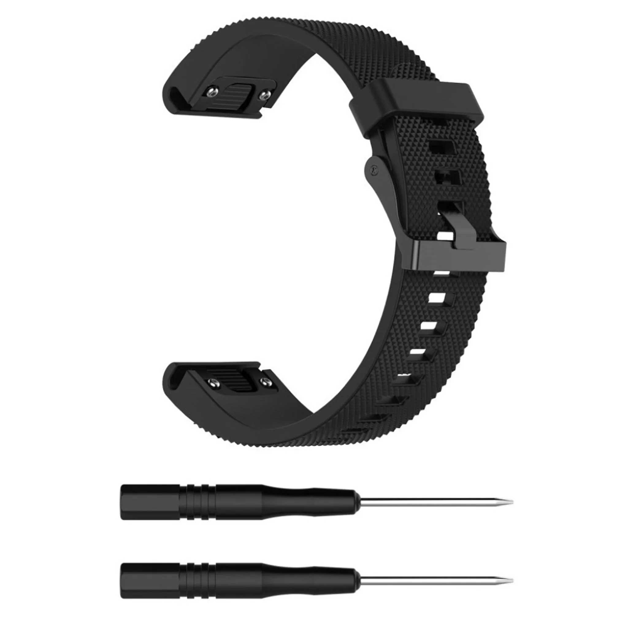 Garmin Fenix 5S textured silicone watch strap band - Black