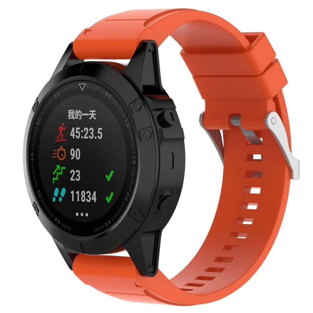 Garmin Fenix 5X 26mm silicone watch strap - Orange