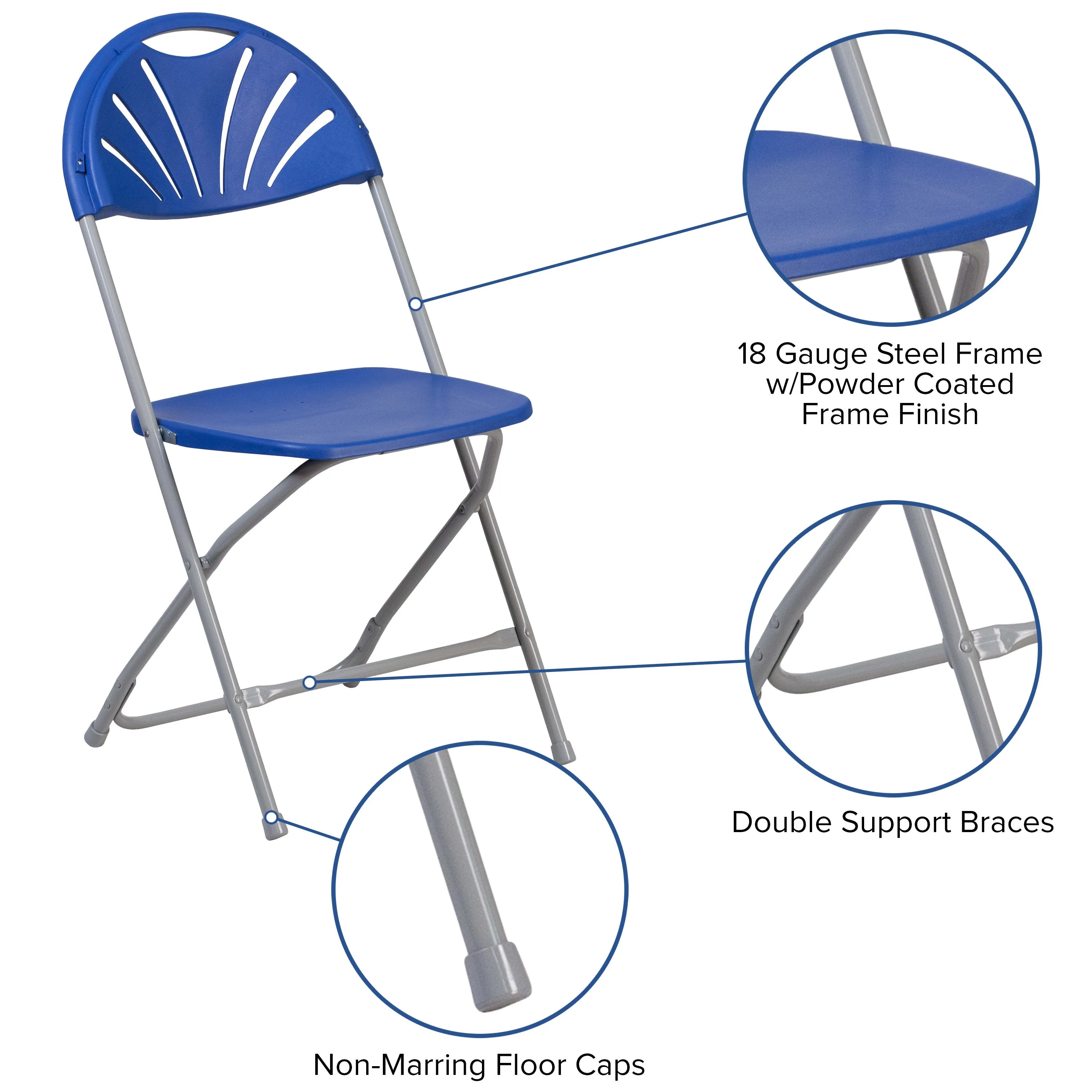 HERCULES Series 650 lb. Capacity Plastic Fan Back Folding Chair