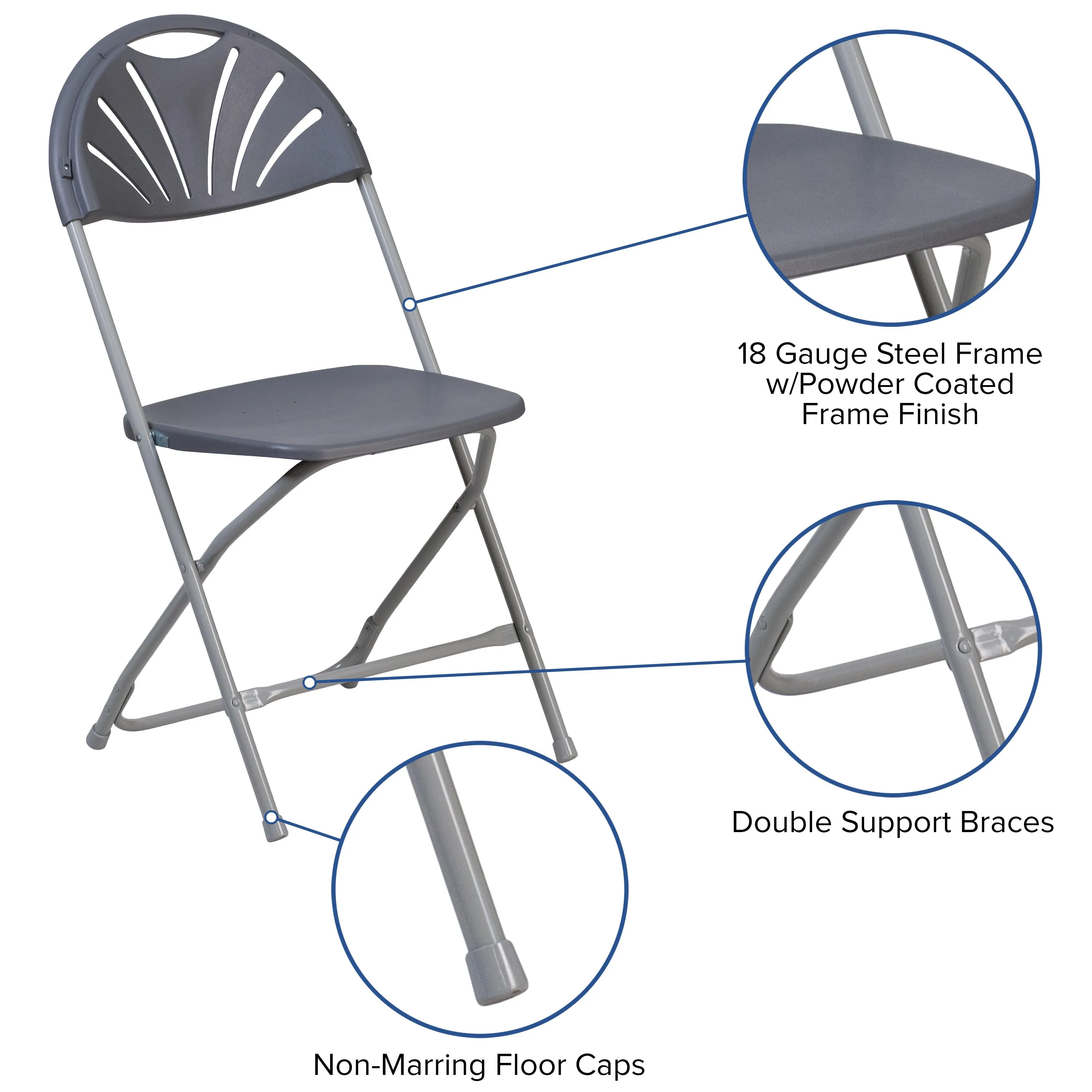 HERCULES Series 650 lb. Capacity Plastic Fan Back Folding Chair