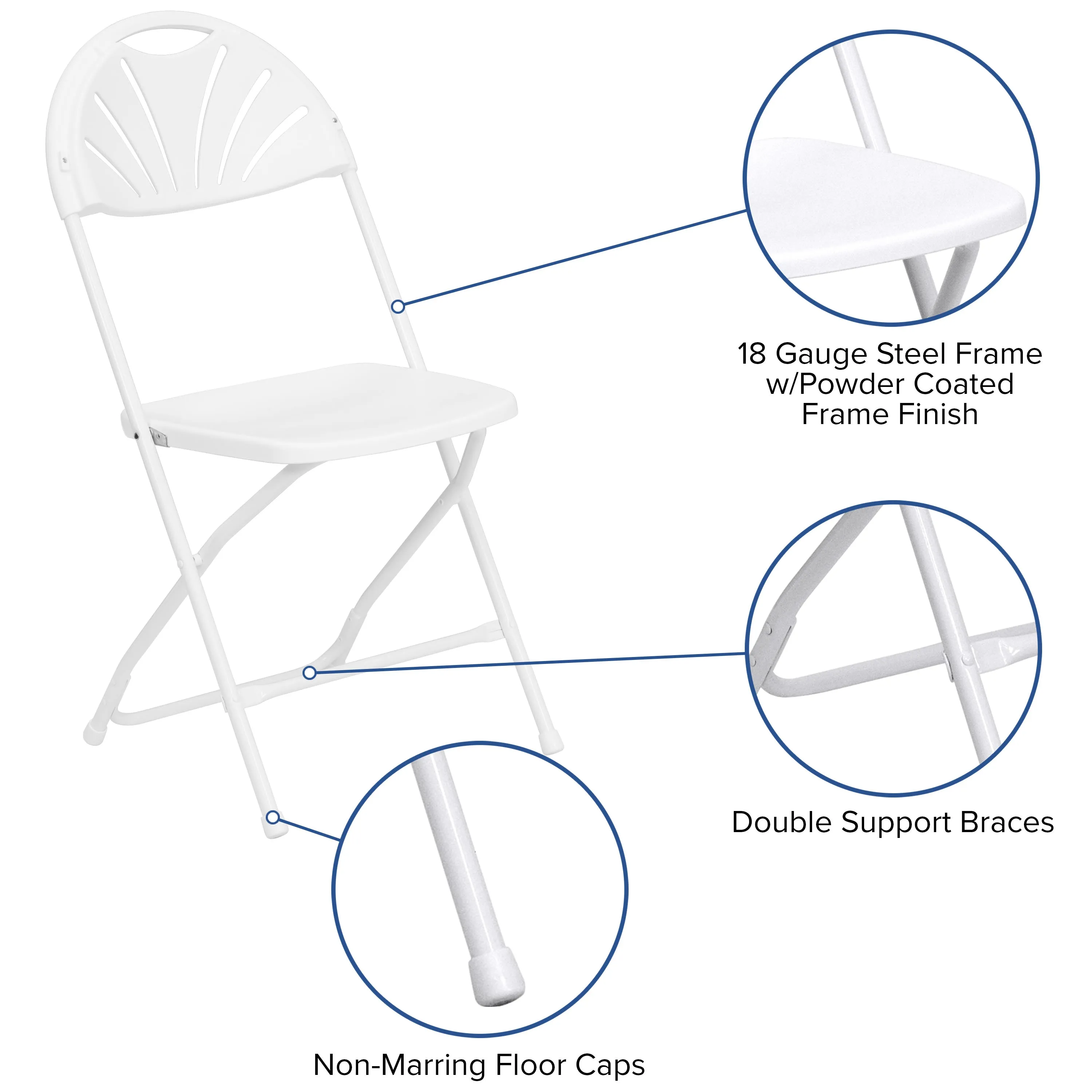 HERCULES Series 650 lb. Capacity Plastic Fan Back Folding Chair