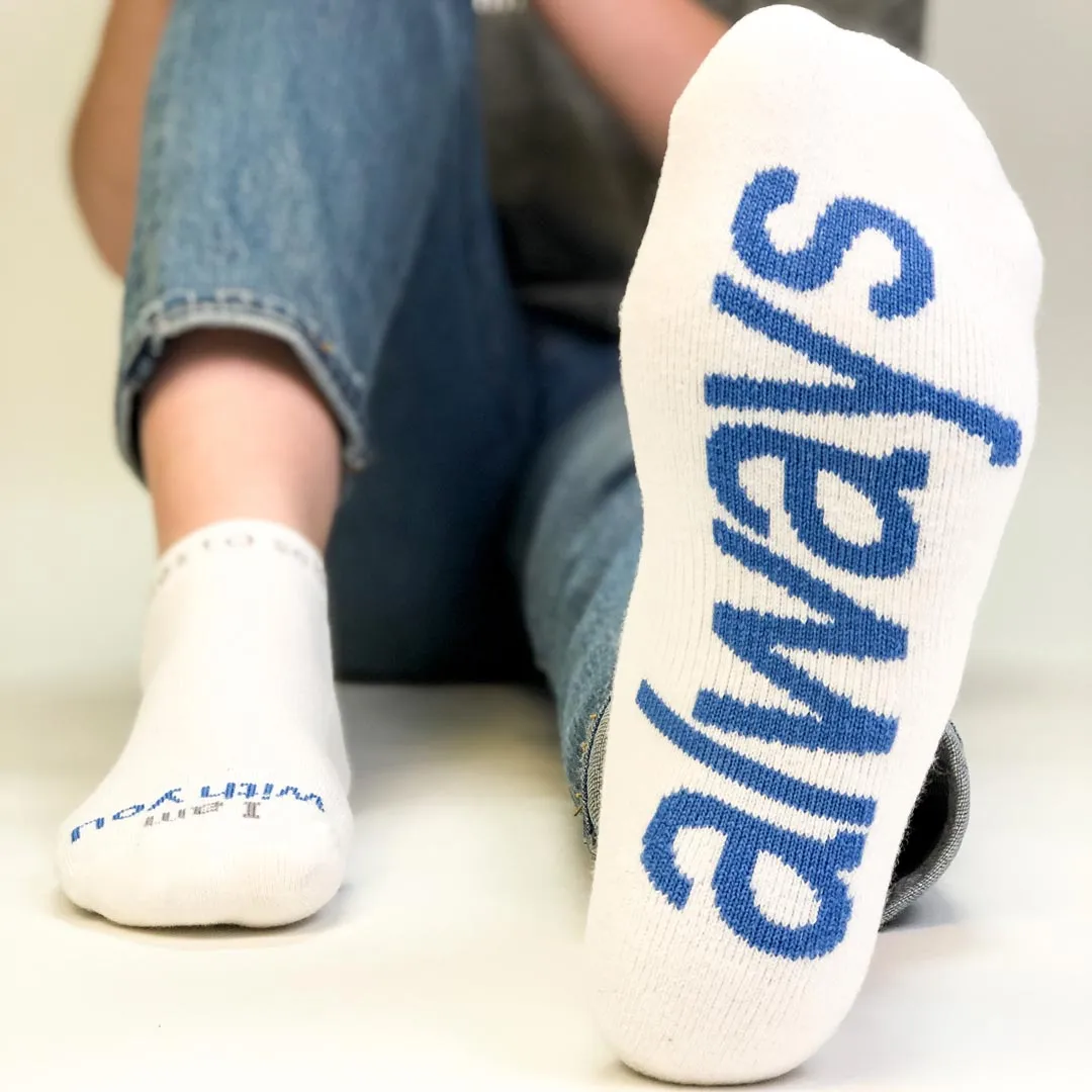 I am with you always® white low-cut socks