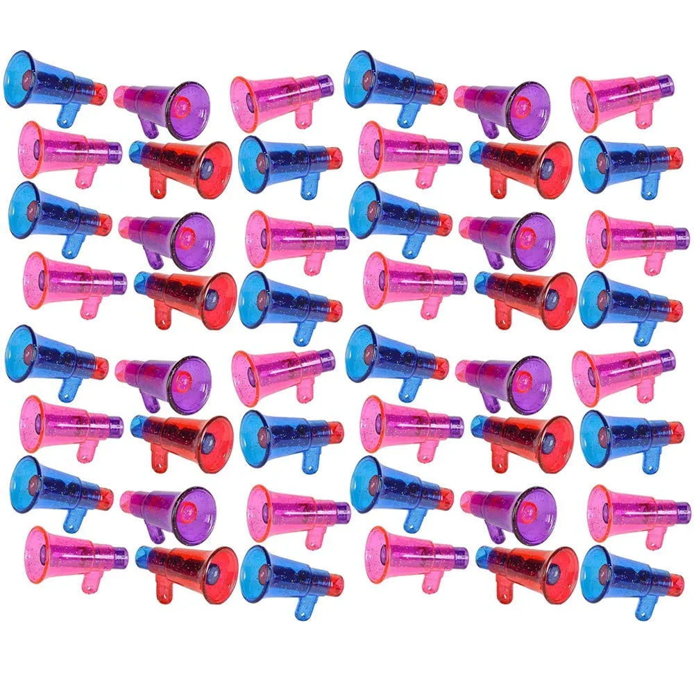 Kicko Colorful Megaphone Whistles with Glitter - 48 Pack - Multi-Colored Cheerleading