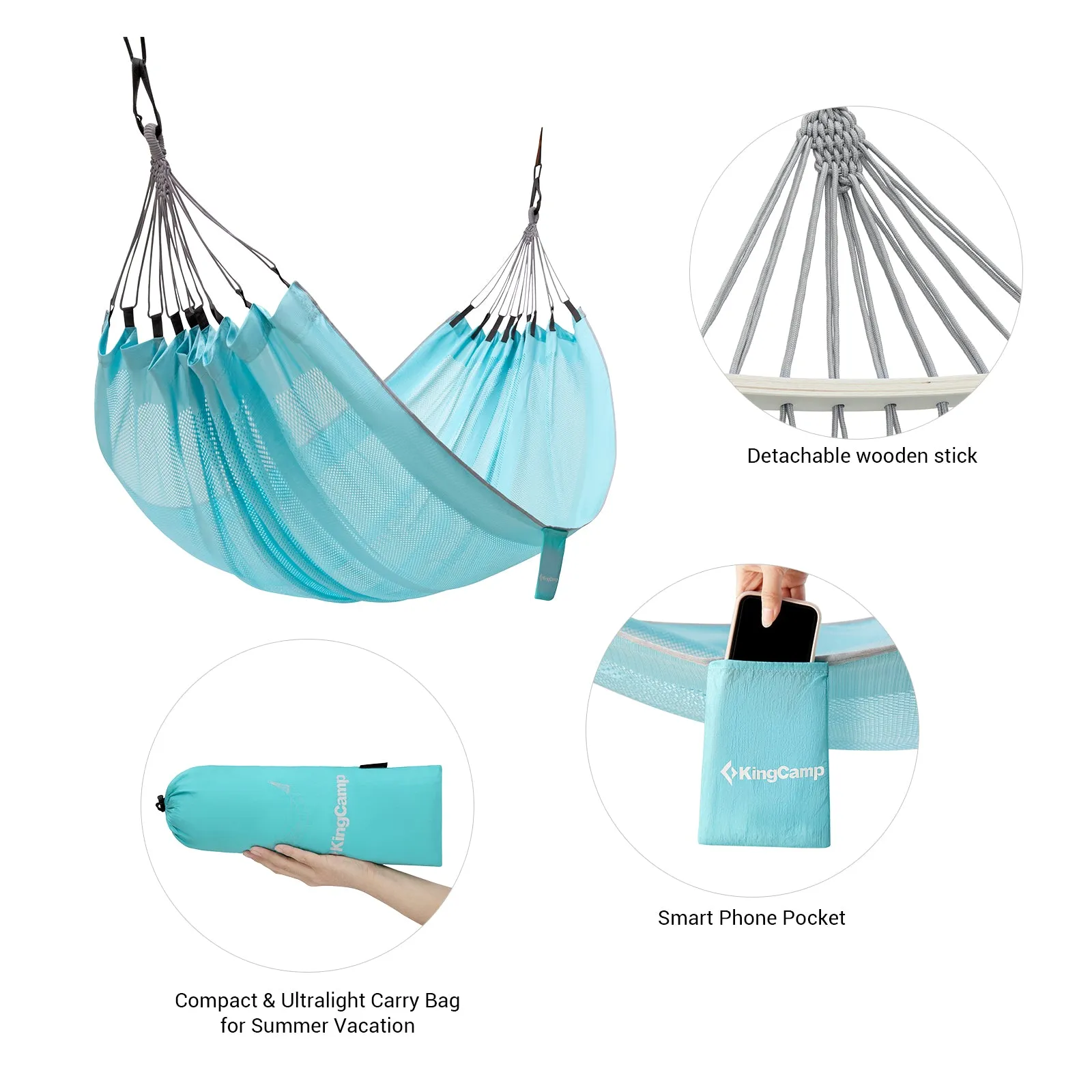 KingCamp Double Mesh Hammock with 2 Tree Straps