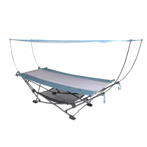 MacSports Collapsible Portable Folding Hammock with Removable Canopy - Includes Pillow and Mesh Storage Net, Freestanding, Heavy Duty, Outdoor Hammock