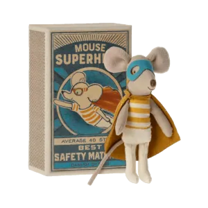 Maileg Little brother in matchbox super hero mouse