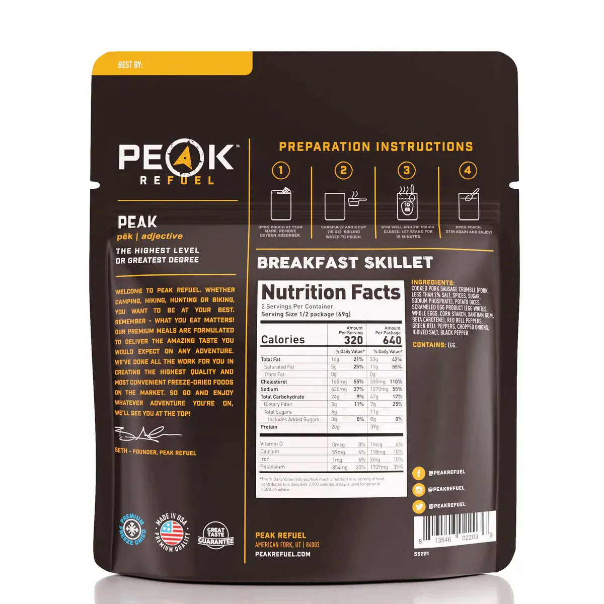 Peak Refuel Freeze-Dried Meals