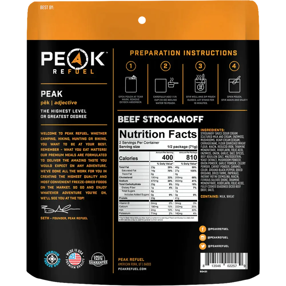 Peak Refuel Freeze-Dried Meals