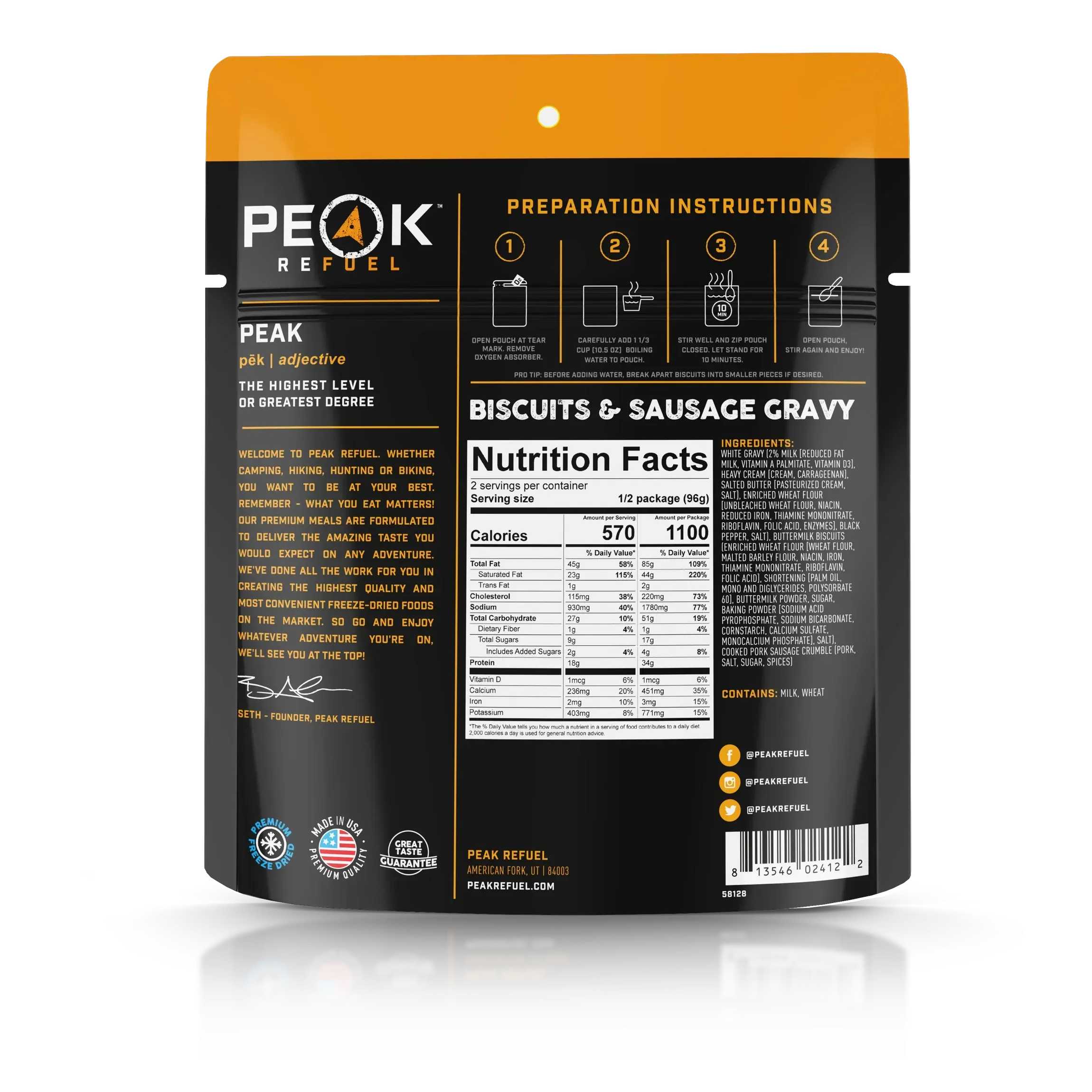 Peak Refuel Freeze-Dried Meals