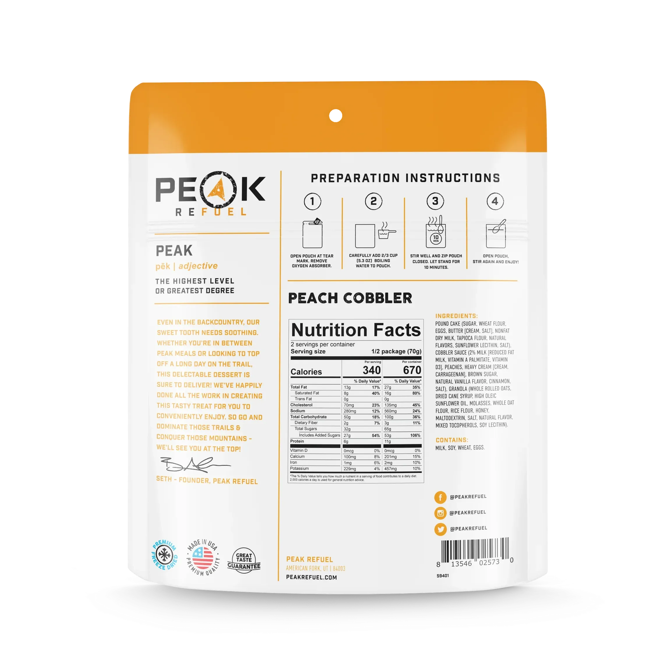 Peak Refuel Freeze-Dried Meals