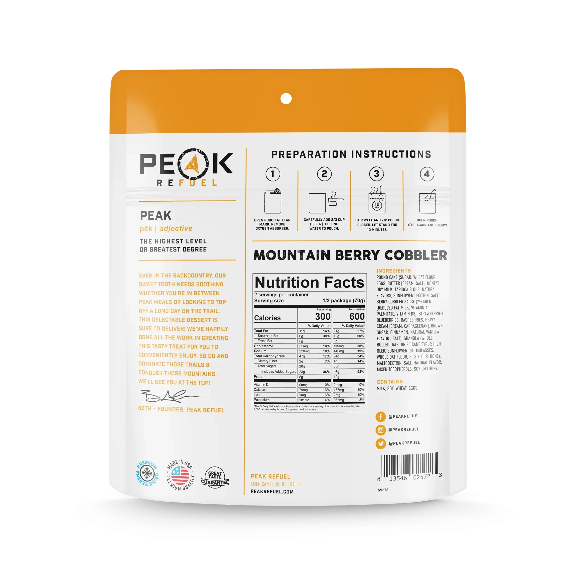 Peak Refuel Freeze-Dried Meals