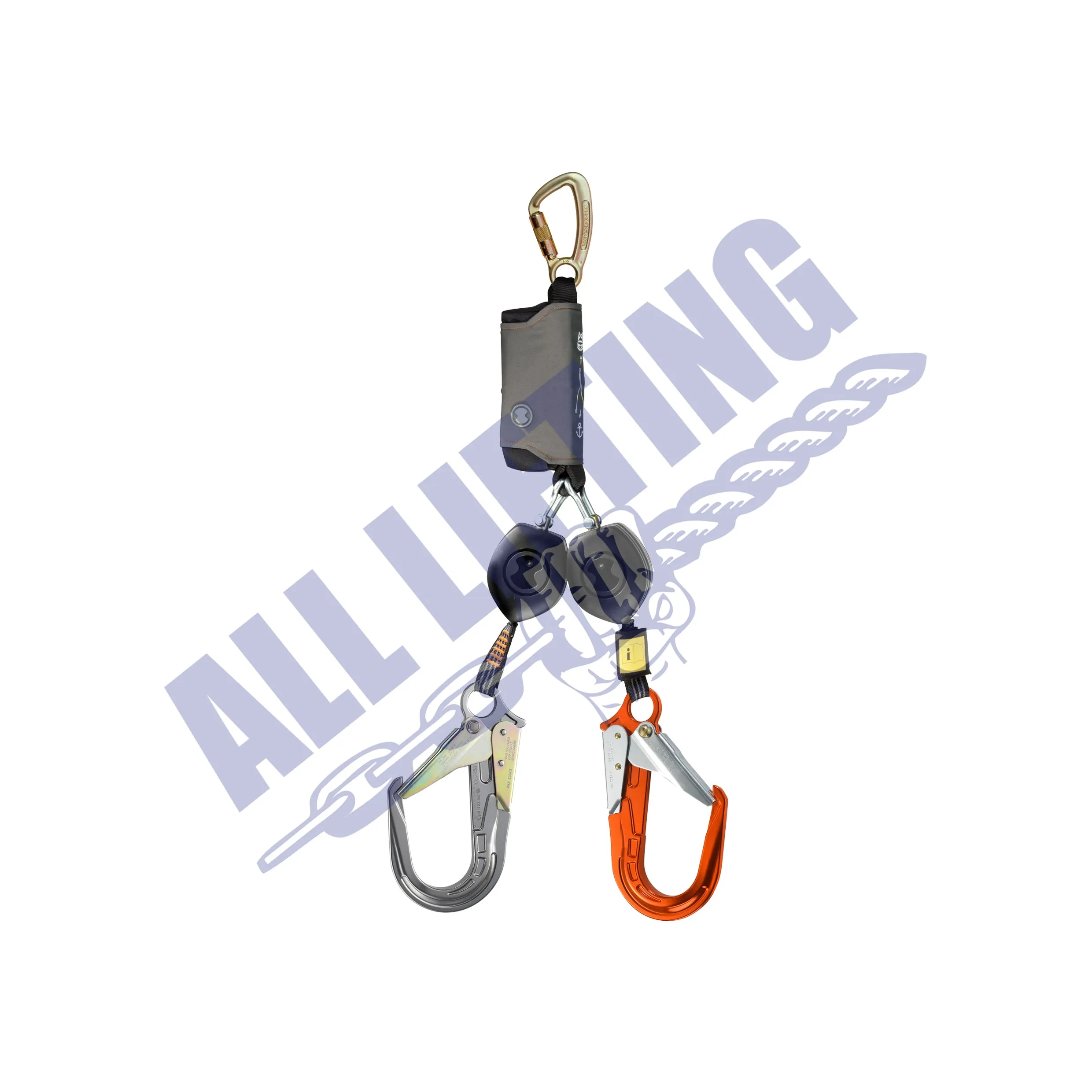 Peanut Twin Self Retracting Lanyard with Karabiner and Alu Scaff Hook (Type 2)