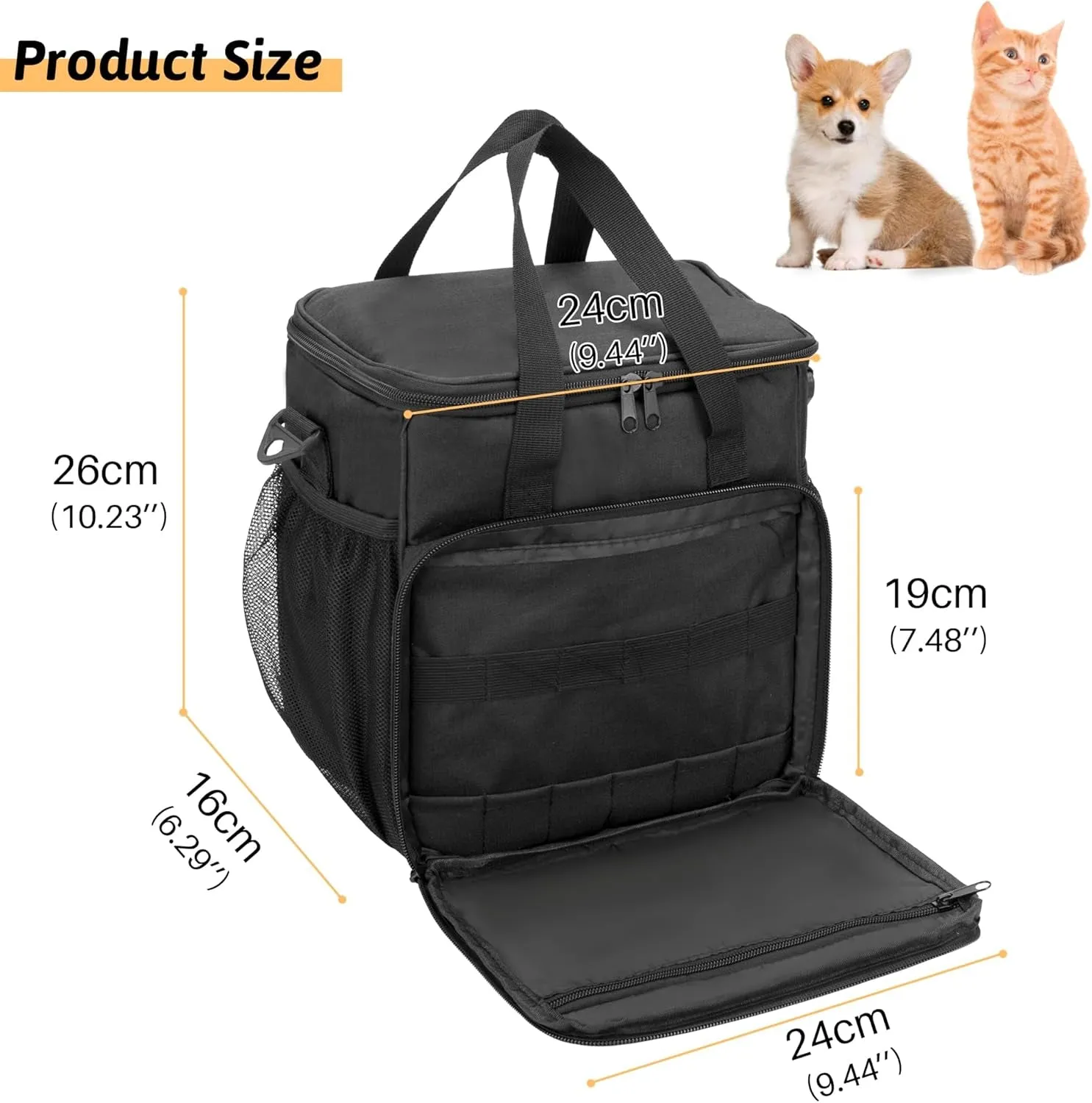 Pet Grooming Tote Bag, Cat Grooming Tools Organizer Bag, Dog Grooming Supplies Organizer Storage for Pets Grooming Kit and Dog Wash Shampoo Accessories(Bag Only) (Black- New)