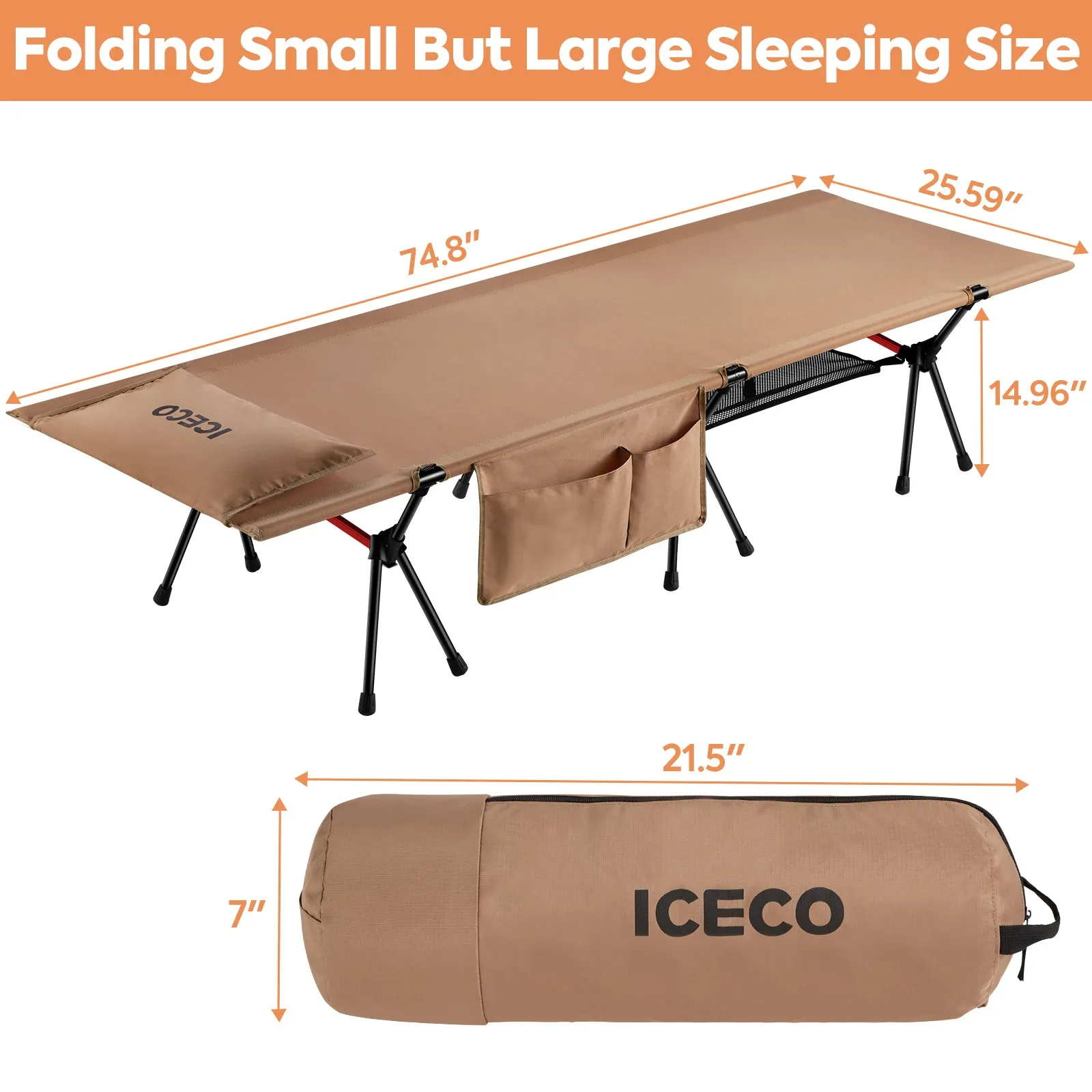 Portable Camping Cot khaki | ICECO