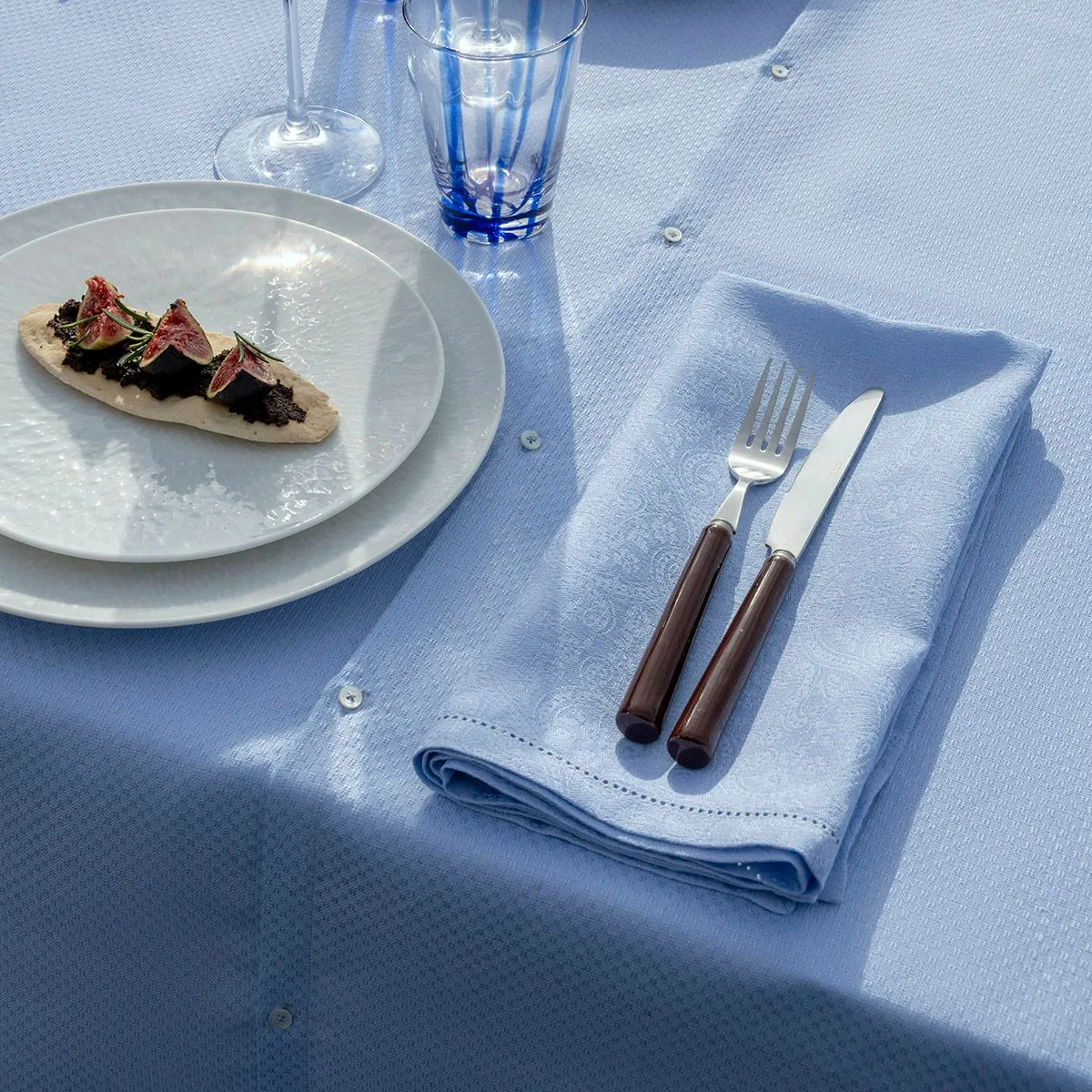 Portofino Fiori Blue Napkins & Placemats by Le Jacquard Français